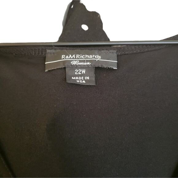 R&M Richards Sleeveless Black Flowy Tank Top with Glitter Size 22W - Picture 2 of 2